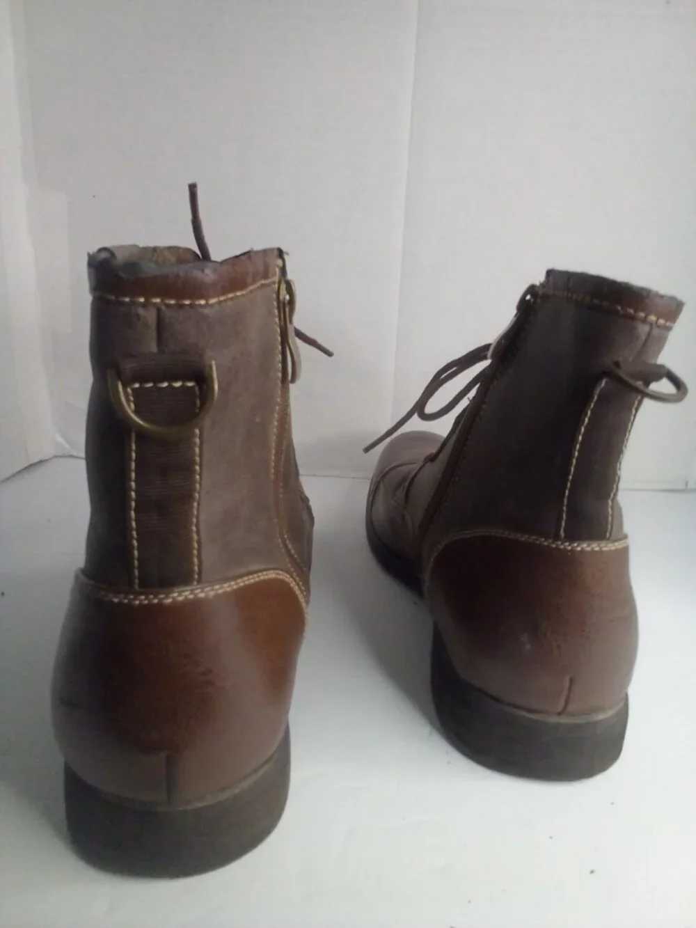 Steve Madden Boots Men 11.5 M Lace Up Zipper Leather Ankle